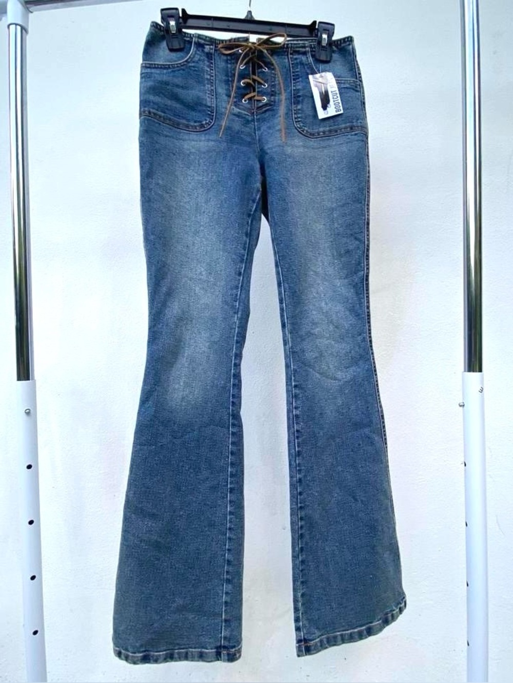 Y2K Deadstock Vanilla Star Lace Up Denim Low Rise Bootcut Jeans Size 7/28
